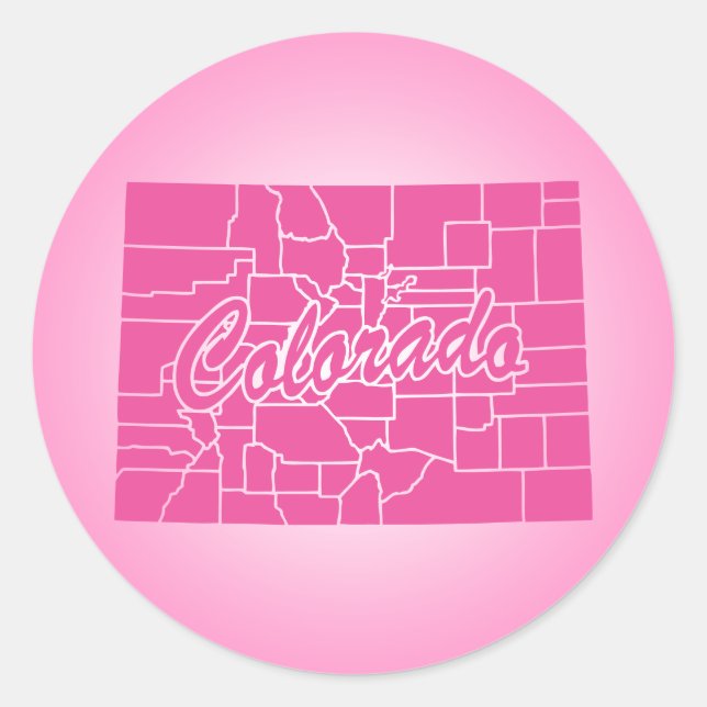 Sticker rond rose State Colorado (Devant)