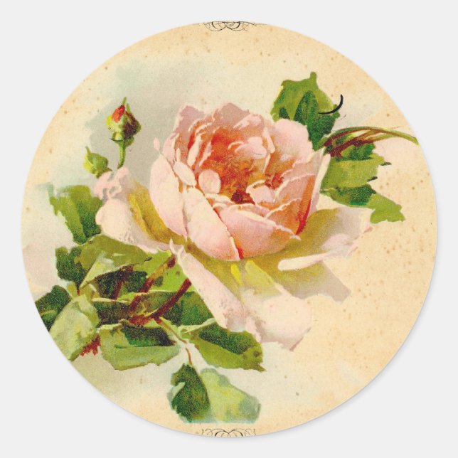 Sticker Rond Rose victorienne (Devant)