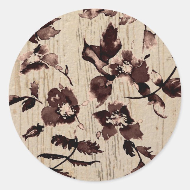 Sticker Rond Rose vintage - rustique (Devant)