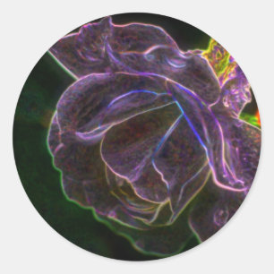 Sticker Rond Rose violet Abstrait Flower Art