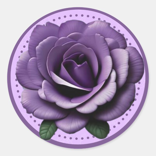 Sticker Rond Rose violet vibrant - Design floral élégant (Devant)