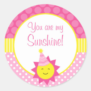 Sticker Rond Rose vous êtes mon anniversaire de point de polka
