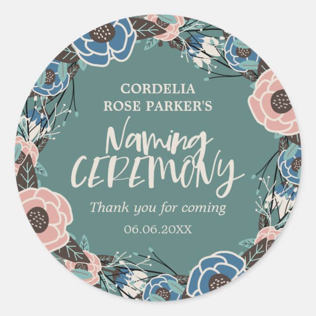 Sticker Rond Rose Wreath | Cérémonie de désignation du Merci (Devant)