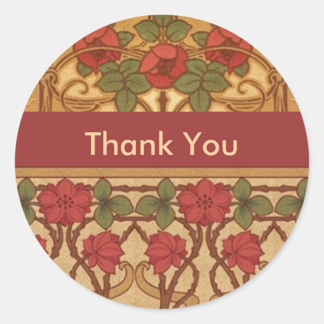 Sticker Rond Roses Art NouveauMerci (Devant)