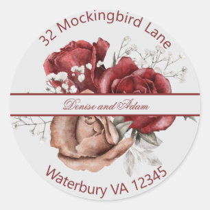 Sticker Rond Roses blanches et bleues de Bourgogne