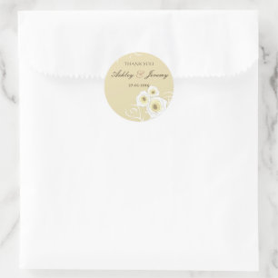 Sticker Rond Roses De Crème Et Frottent Élégant Mariage Romanti