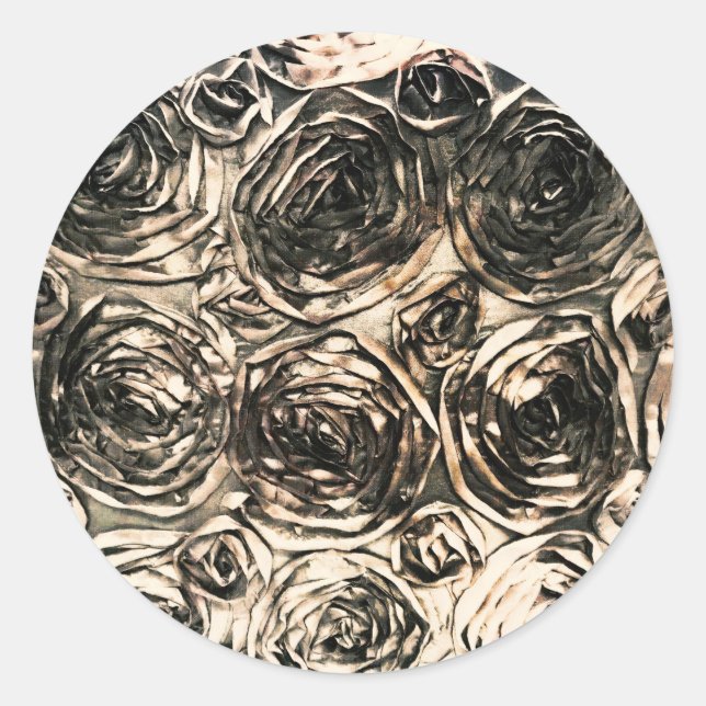 Sticker Rond Roses de glamour or bronze rustique floral glamour (Devant)