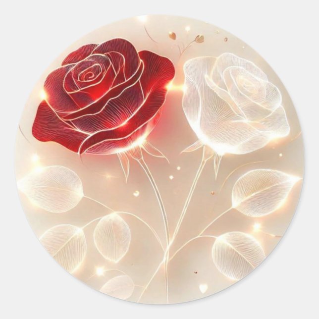 Sticker Rond Roses de lumière et d'amour (Devant)