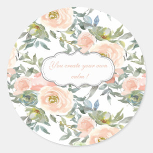 Sticker Rond Roses Élégantes Chic, Message de Motivation