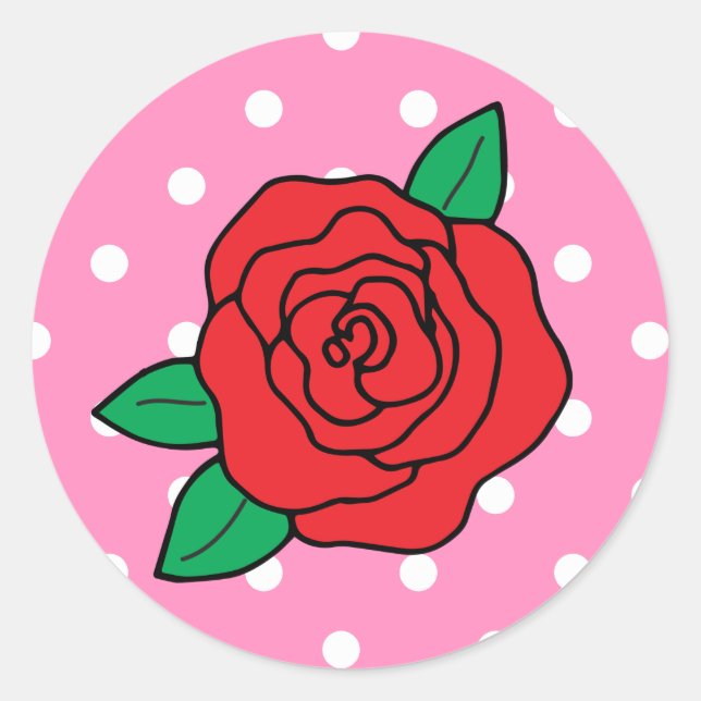 Sticker Rond Roses et taches rouges romantiques fiançailles en  (Devant)