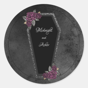 Sticker Rond Roses gris-noir café Éparké Mariage d'Halloween