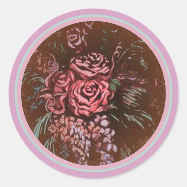 Sticker Rond Roses mémorables (Devant)