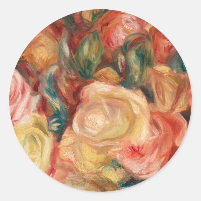 Sticker Rond Roses par Auguste Renoir (Devant)