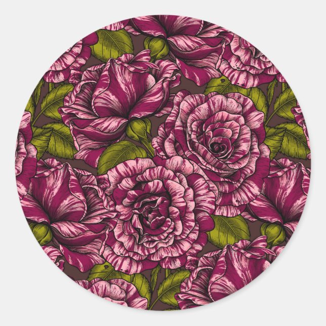 Sticker Rond Roses pour vous (Devant)