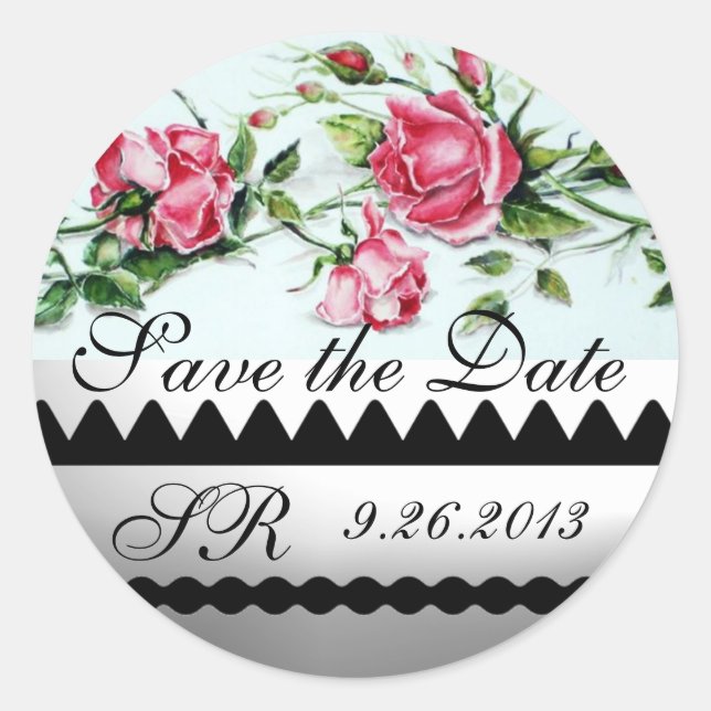 Sticker Rond ROSES ROSES ET ROSEBUDS ROSES Enregistrer La Date  (Devant)