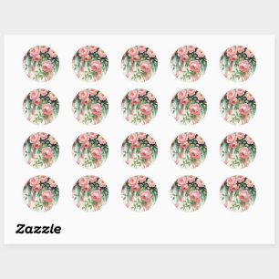 Sticker Rond Roses roses et rubans