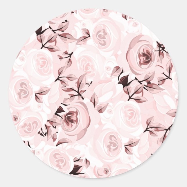 Sticker Rond Roses roses Fleuris Élégant Glamour Shabby Chic Fê (Devant)