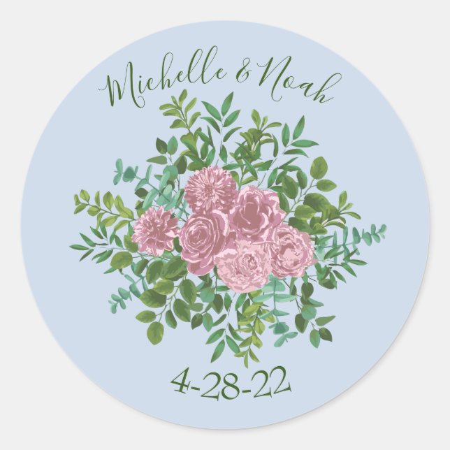 Sticker Rond Roses roses Jardin Printemps Mariage (Devant)