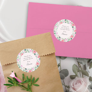 Sticker Rond Roses roses roses Aquarelle Baby shower de Jardin 