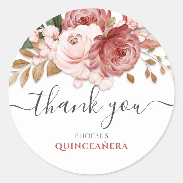Sticker Rond Roses roses roses floraux rustiques botaniques Ros (Devant)