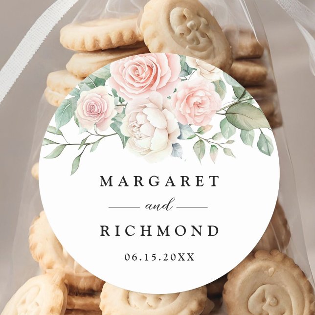 Sticker Rond Roses Roses Roses Roses Roses Roses Élégantes Mari (Créateur téléchargé)