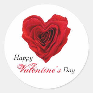 Sticker Rond Roses rouges en forme de coeur Saint Valentin
