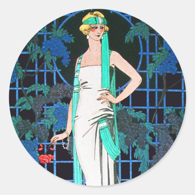 STICKER ROND ROSES ROUGES LA NUIT, MODE BEAUTÉ ART DÉCO (Devant)