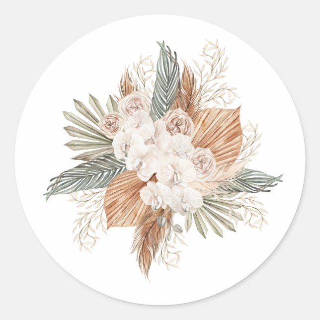 Sticker Rond Roses tropicaux (Devant)