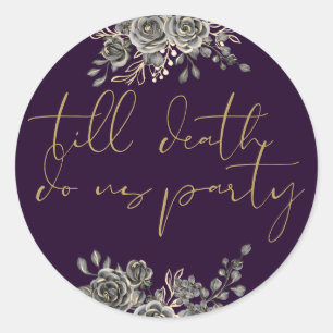 Sticker Rond Roses violettes et dorées Faveur de mariage floral