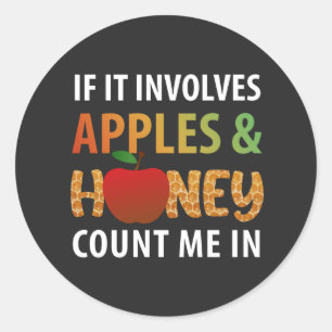 Sticker Rond Rosh Hashanah - s'il s'agit de pommes et de miel T