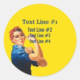Sticker Rond Rosie Le Riveter Retro Style Personnalisé