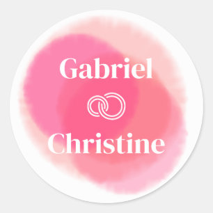 Sticker Rond Rosy Mariage aquarelle peint à la main