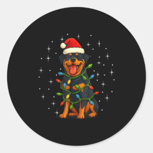 Sticker Rond Rottweiler Chien Noël Pj Pyjama Hommes Femmes Pjs