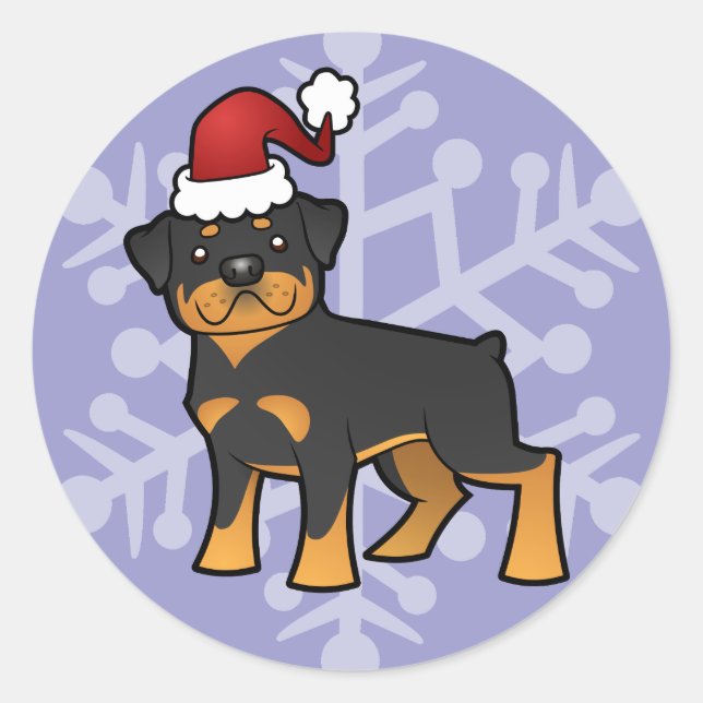 Sticker Rond Rottweiler de Noël (Devant)