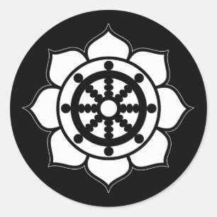 Sticker Rond Roue de Dharma de la fleur Lotus