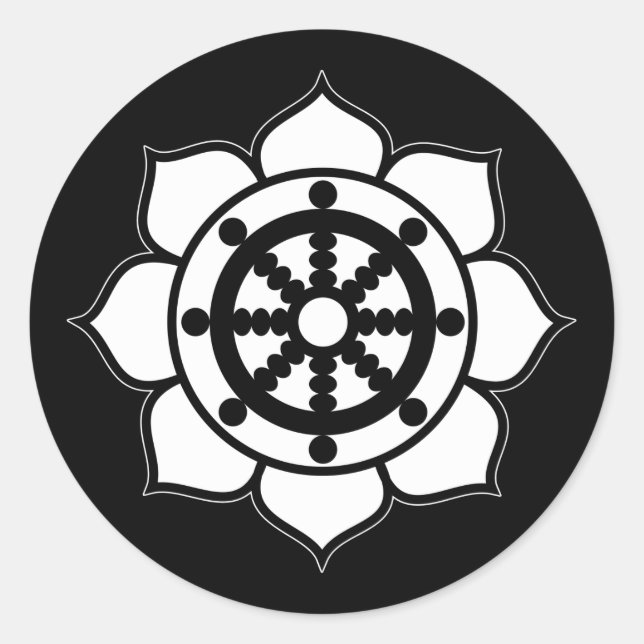 Sticker Rond Roue de Dharma de la fleur Lotus (Devant)
