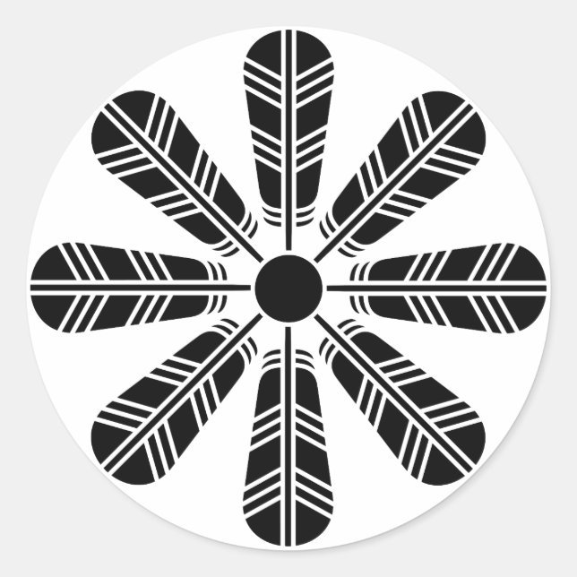 Sticker Rond Roue de huit plumes de faucon (Devant)