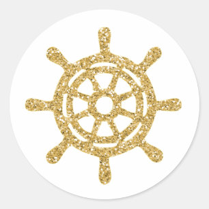Sticker Rond Roue du navire nautique doré