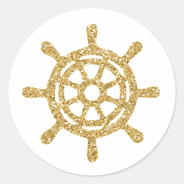 Sticker Rond Roue du navire nautique doré (Devant)