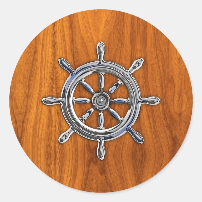 Sticker Rond Roue nautique sur la chaussée de teck (Devant)