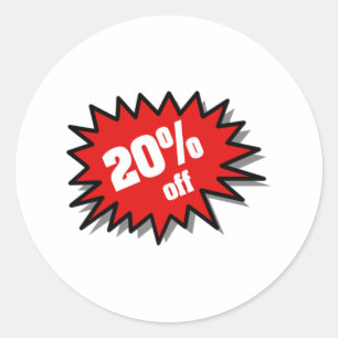 Sticker Rond Rouge 20 pour cent