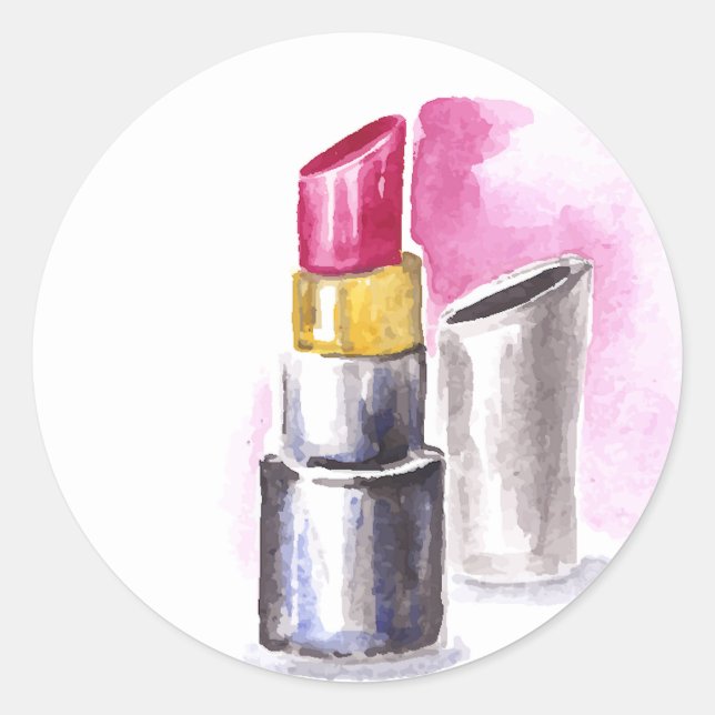 Sticker Rond Rouge à lèvres rose (Devant)