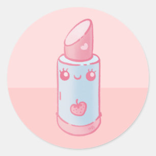 Sticker Rond Rouge à lèvres rose Kawaii