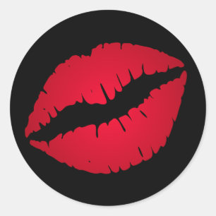 Sticker Rond Rouge à lèvres rouge riche empreinte