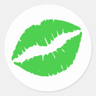 Sticker Rond Rouge à lèvres vert citron imprimé
