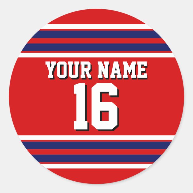 Sticker Rond Rouge avec Marine White Stripes Team Jersey (Devant)