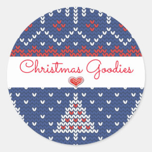 Sticker Rond Rouge Blanc Bleu Godes de Noël