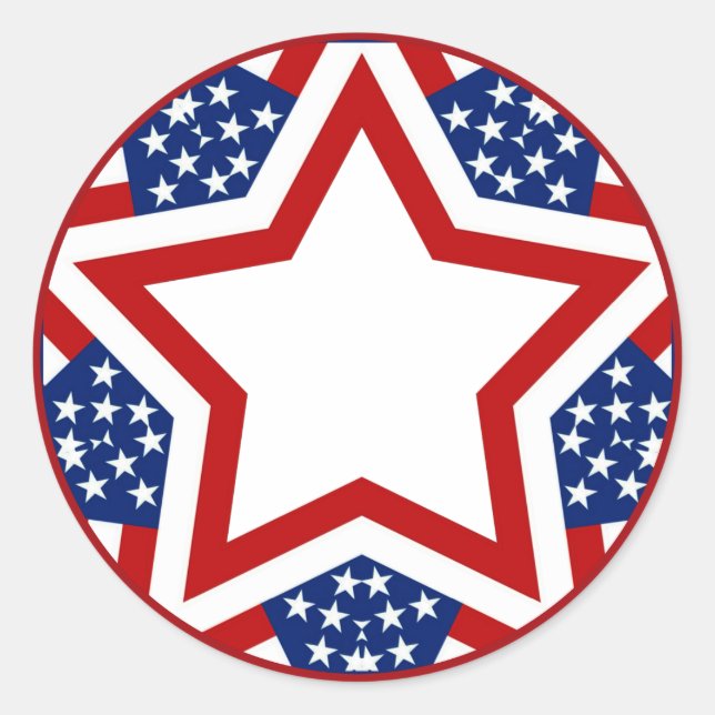 Sticker Rond Rouge blanc & bleu Star Design pour ajouter du tex (Devant)