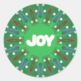 Sticker Rond Rouge Blanc Bleu Vert Joie Kaleidoscope Patriotiqu