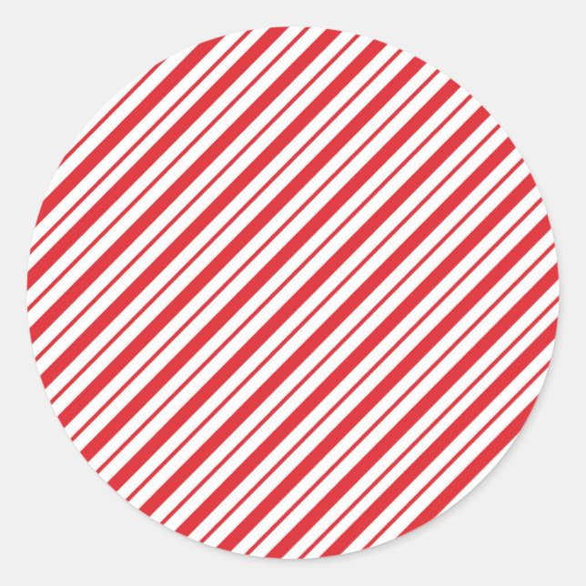 Sticker Rond Rouge Blanc canne à canne raypes Noël de Noël (Devant)
